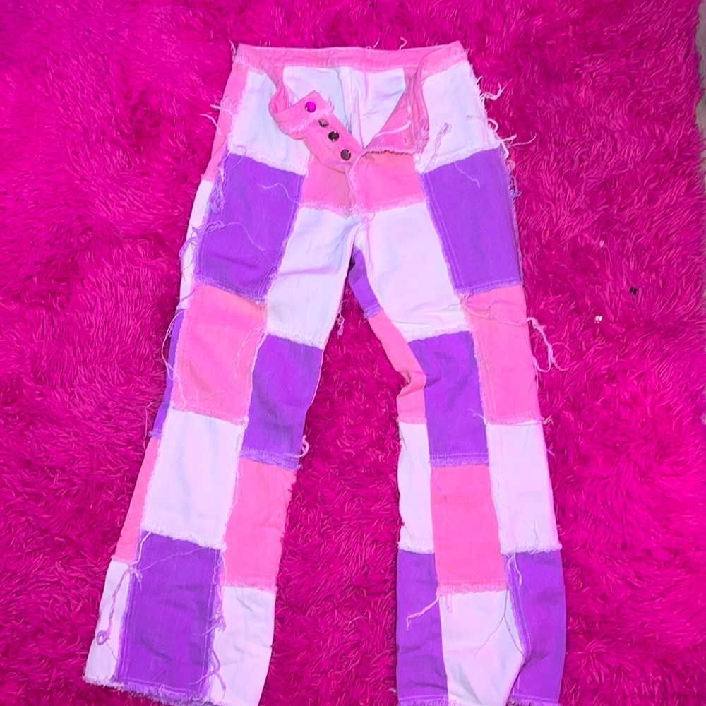 Pink and Purple Patchwork Pants